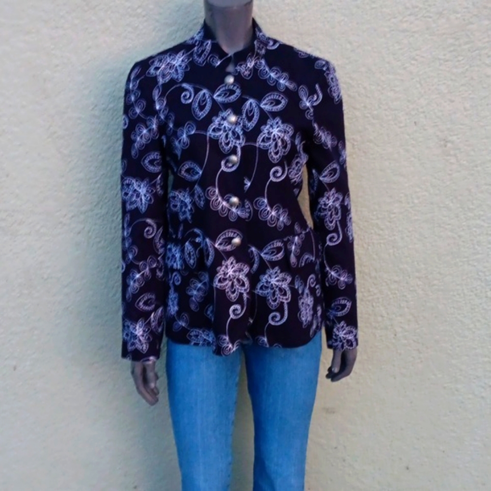 HARVE' BENARD COLLECTION LADIES VINTAGE LINEN/VISCOSE EMBROIDERED LUXURY TOP